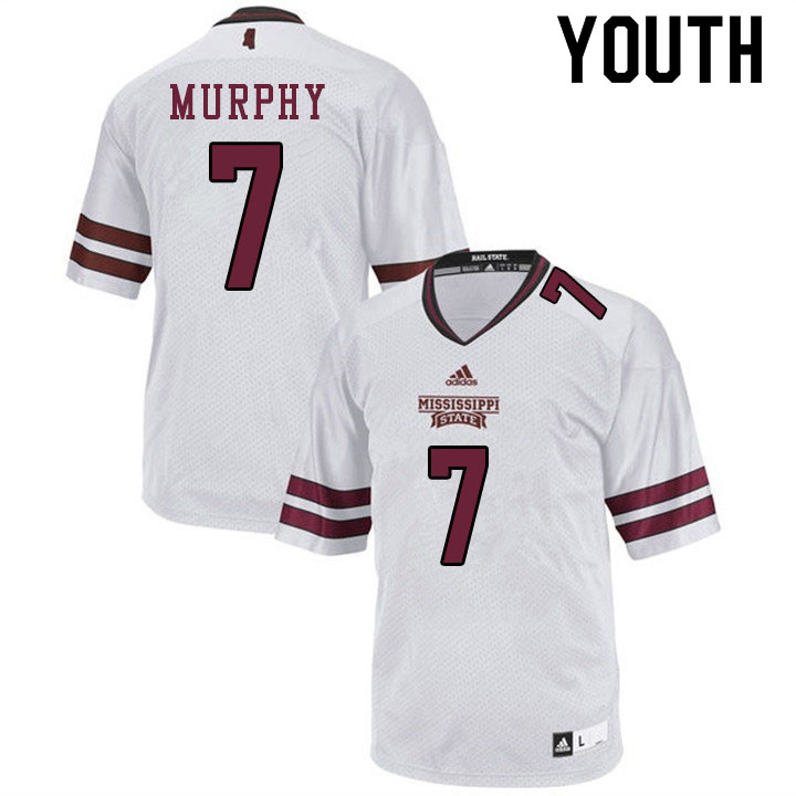 Youth #7 Marcus Murphy Mississippi State Bulldogs College Football Jerseys Sale-White - Click Image to Close